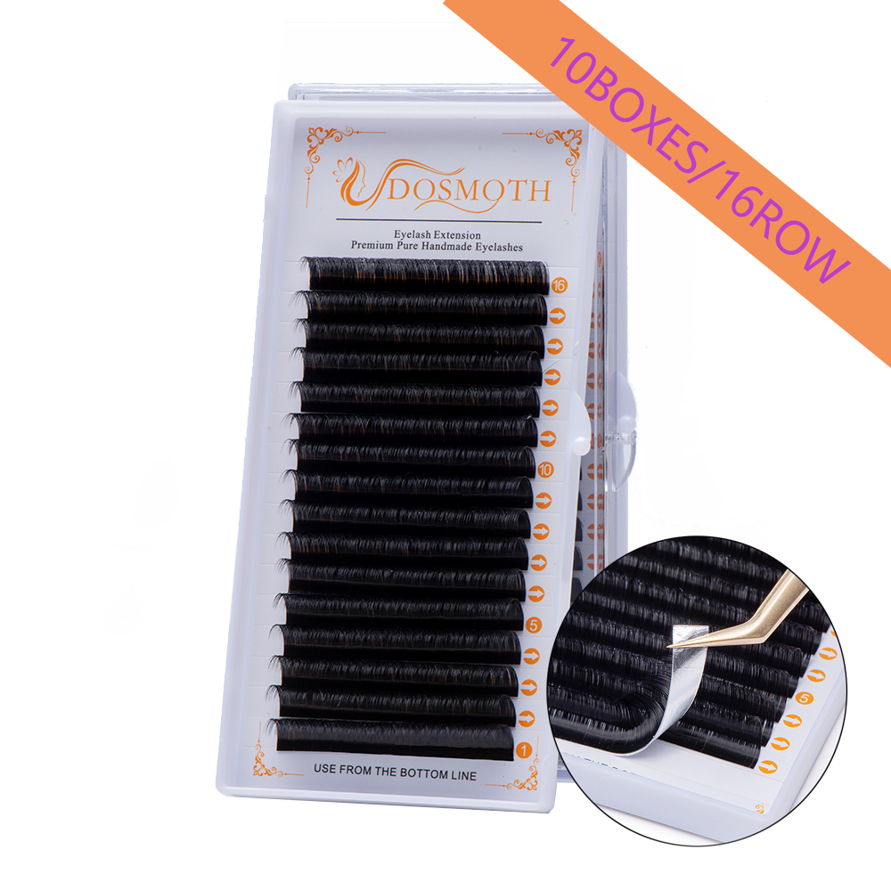 Eyelash Extension Human Hair - DOSMOTH 10 boîtes 16 rangées 7-16mm